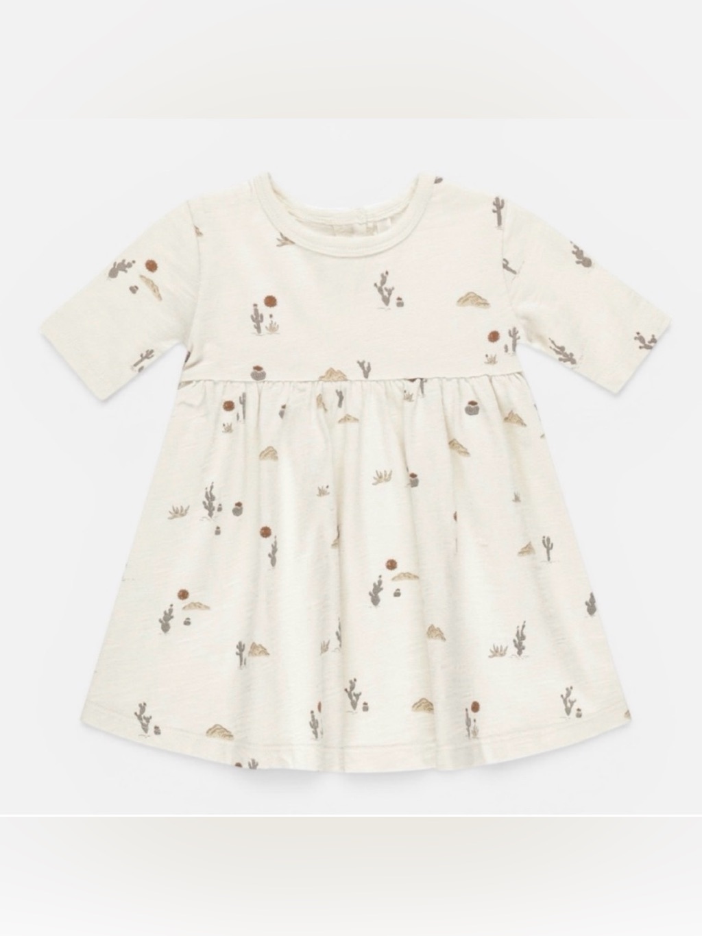 Rylee + Cru Girls' Finn Dress Cream Desert Cactus Print Cotton Size 10